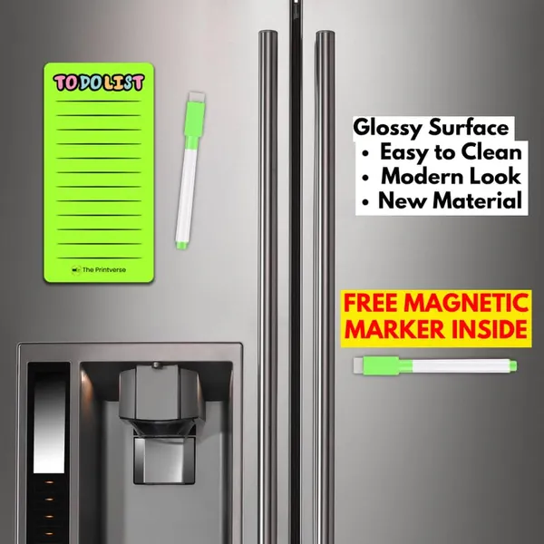 To-Do_List_Magnet_With_Marker|20X10Cm|Metal_Built|Waterproof|Glossy_Finish|Strong_Magnetic_Hold|Trendy_Way_To_Note_Your_List|Gifting_Items
