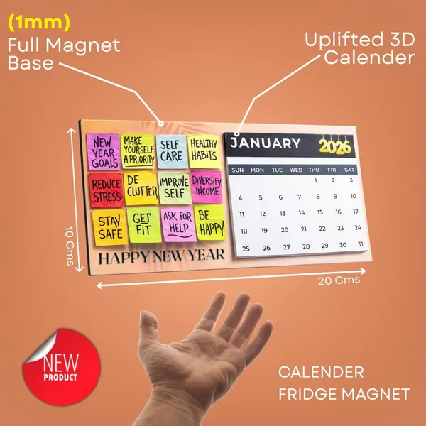 2026_Calendar_Fridge_Magnet|20X10_Cms|3D_Calender|For_Iron_Surface|New_Gifting_Unlocked