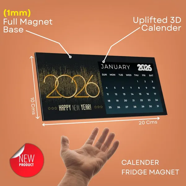 The_Printverse_2026_Calender_Fridge_Magnet-_Black|20X10Cm|Full_Magnet_Backing|Trendy_Way_To_Decorate_Your_Space|Unique_Gifting_Option_Unlocked