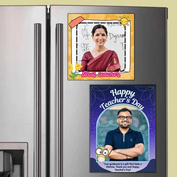 The_Printverse_PhotoTeacher's_Day_Metal_Fridge_Magnets|Set_of_2|3x3_&_4x3_Inch|Customizable|Glossy_Finish|Waterproof|Strong_Hold_(DES-1)