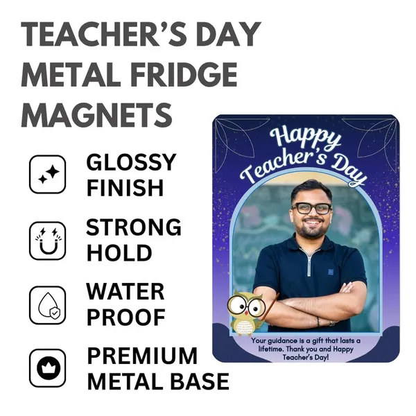 The_Printverse_PhotoTeacher's_Day_Metal_Fridge_Magnets|Set_of_2|3x3_&_4x3_Inch|Customizable|Glossy_Finish|Waterproof|Strong_Hold_(DES-1)