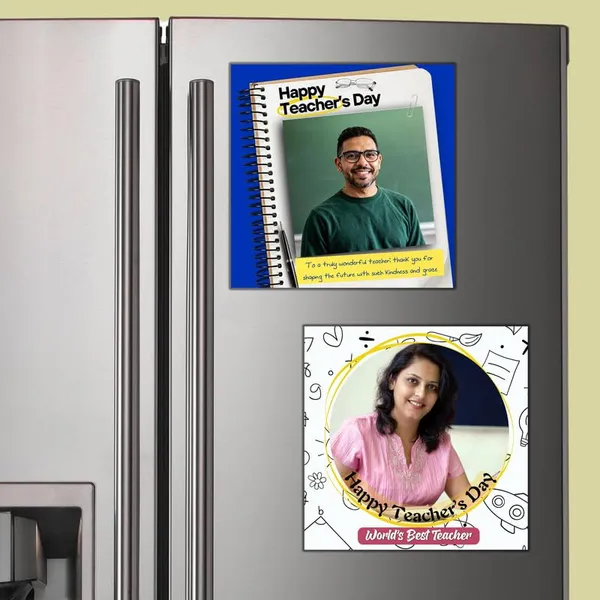 The_Printverse_PhotoTeacher's_Day_Metal_Fridge_Magnets|Set_of_2|3x3Inch|Customizable|Glossy_Finish|Waterproof|Strong_Hold_(DES-2)