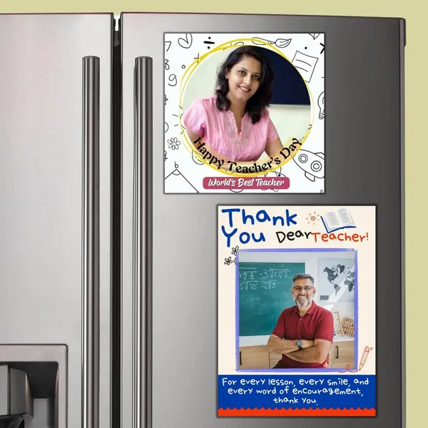 The_Printverse_PhotoTeacher's_Day_Metal_Fridge_Magnets|Set_of_2|3x3_&_4x3_Inch|Customizable|Glossy_Finish|Waterproof|Strong_Hold_(DES-2)