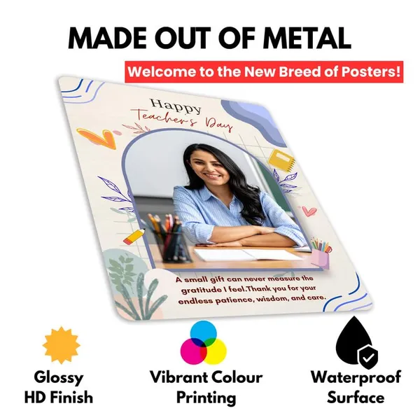 The_Print_verse_Personalized_Teacher's_Day_Metal_Photo_Poster_with_Steel_Foldable_Stand|8x6Inch|Waterproof_HD_Print|Custom_Photo_Tabletop_Frame_Thank_You_Gift_for_Teacher,_Mentor,_Professor(Blue)
