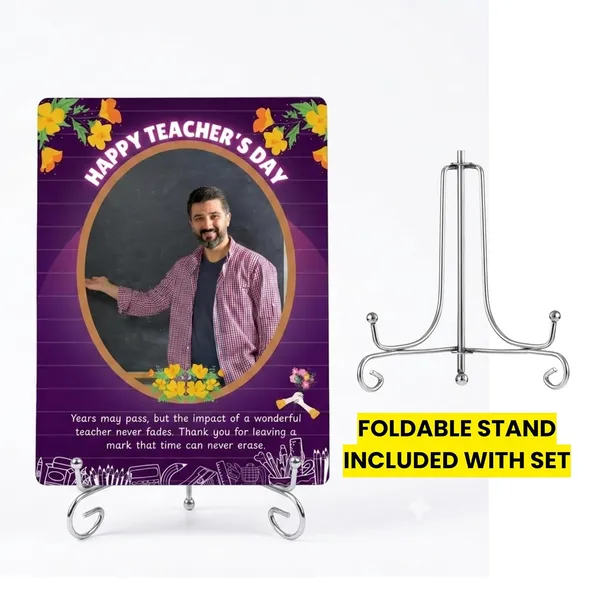 The_Print_verse_Personalized_Teacher's_Day_Metal_Photo_Poster_with_Steel_Foldable_Stand|8x6Inch|Waterproof_HD_Print|Custom_Photo_Tabletop_Frame_Thank_You_Gift_for_Teacher,_Mentor,_Professor(Purple)