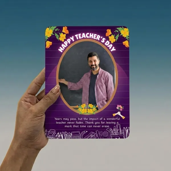 The_Print_verse_Personalized_Teacher's_Day_Metal_Photo_Poster_with_Steel_Foldable_Stand|8x6Inch|Waterproof_HD_Print|Custom_Photo_Tabletop_Frame_Thank_You_Gift_for_Teacher,_Mentor,_Professor(Purple)