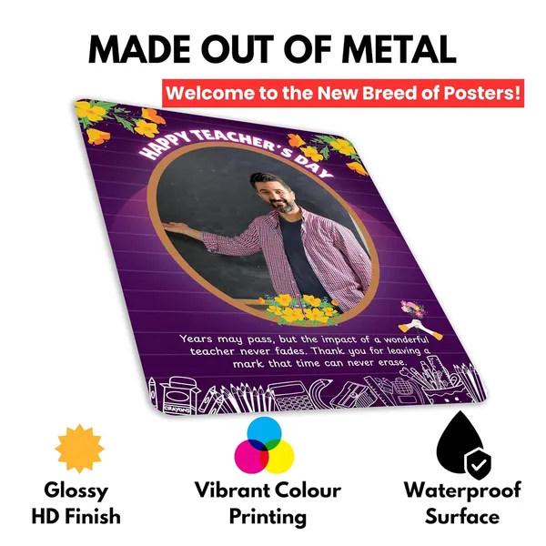 The_Print_verse_Personalized_Teacher's_Day_Metal_Photo_Poster_with_Steel_Foldable_Stand|8x6Inch|Waterproof_HD_Print|Custom_Photo_Tabletop_Frame_Thank_You_Gift_for_Teacher,_Mentor,_Professor(Purple)