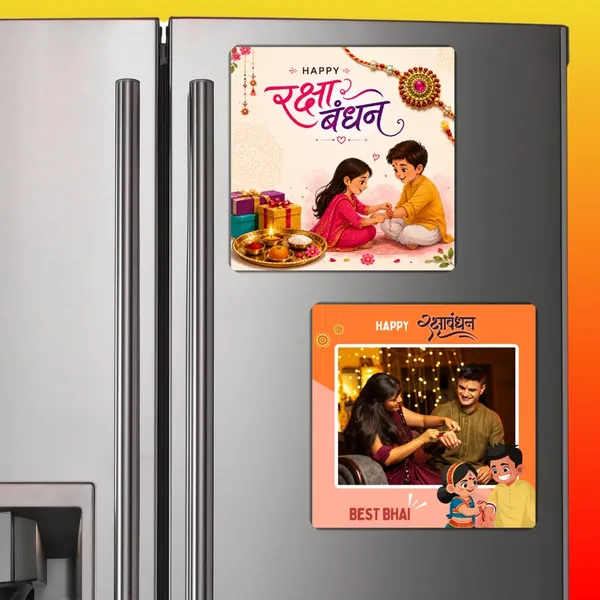 The_Printverse_Personalized_Rakshabandhan_Fridge_Magnet|Set_of_2|3x3_inch|Metal_Fridge_Magnet|Custom_Design|Waterproof|Glossy|Best_Rakhi_Gift