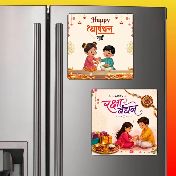 The_Printverse_Rakshabandhan_Fridge_Magnet|Set_of_2|3x3_inch|Metal_Fridge_Magnet|Ready_Design|Waterproof|Glossy|Best_Rakhi_Gift