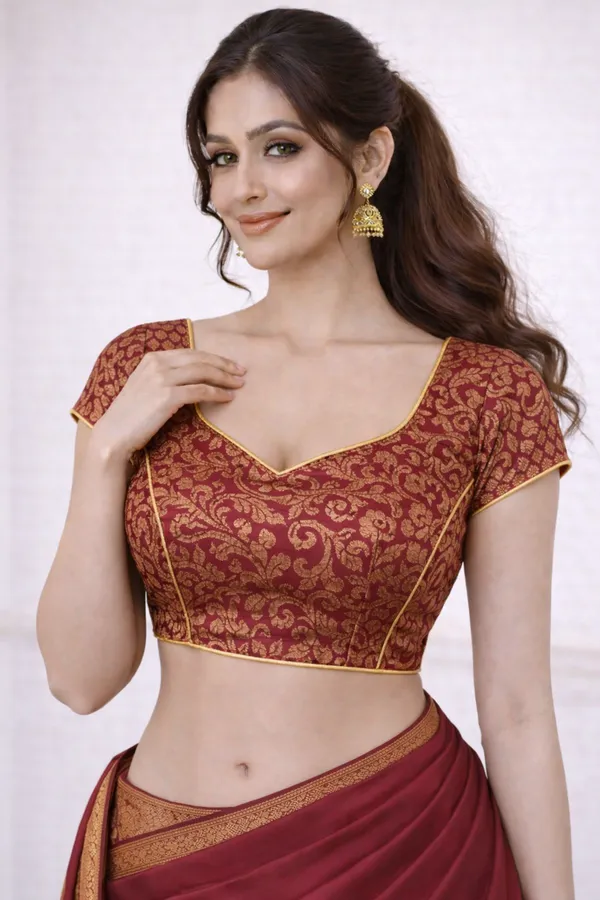 Maroon_Cotton_Silk_Premium_Saree_Blouse_For_Women