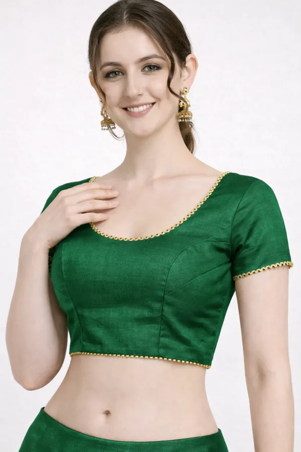 Green_Cotton_Silk_Premium_Saree_Blouse_For_Women