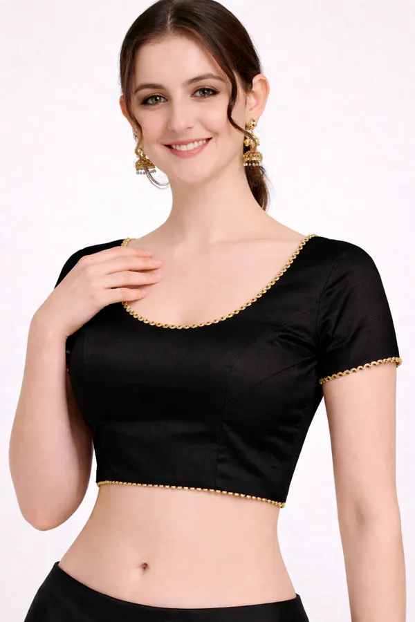 Black_Cotton_Silk_Premium_Saree_Blouse_For_Women