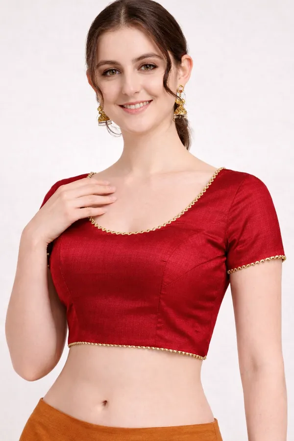 Red_Cotton_Silk_Premium_Saree_Blouse_For_Women