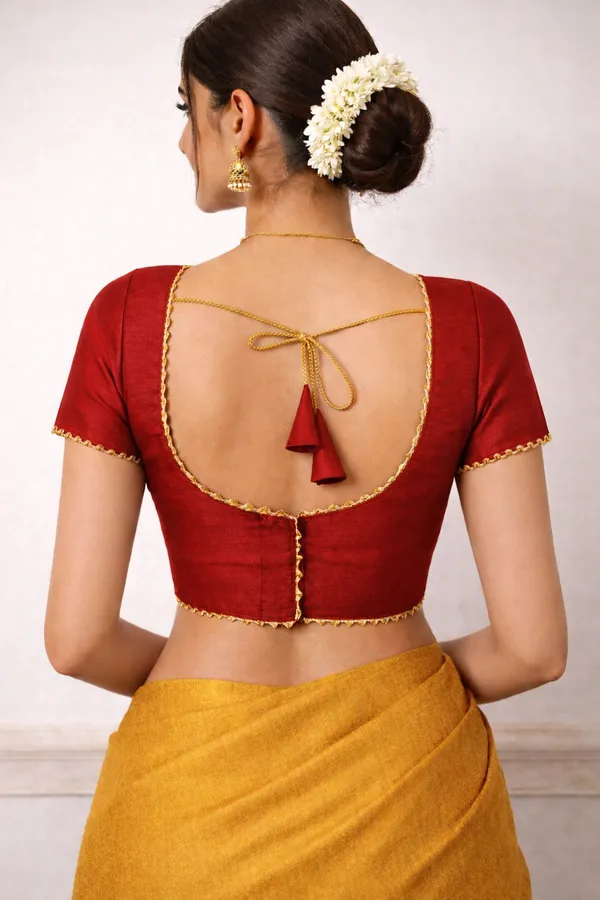 Red_Cotton_Silk_Premium_Saree_Blouse_For_Women