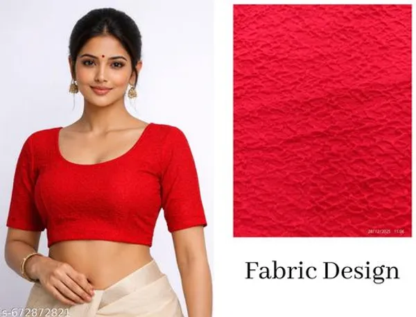 Red_Cotton_Silk_Premium_Saree_Blouse_For_Women