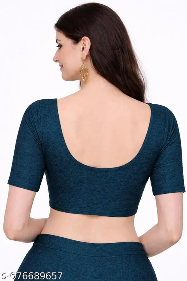 Blue_Cotton_Silk_Premium_Saree_Blouse_For_Women