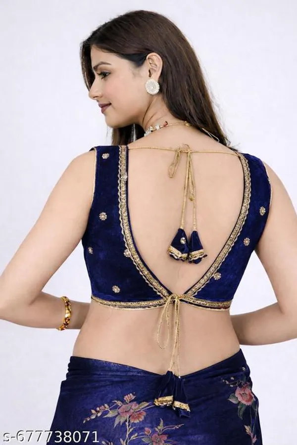 Blue_Cotton_Silk_Premium_Saree_Blouse_For_Women