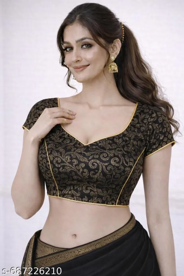 Black_Cotton_Silk_Premium_Saree_Blouse_For_Women