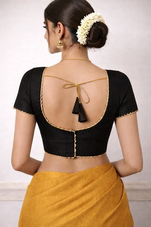 Black_Cotton_Silk_Premium_Saree_Blouse_For_Women