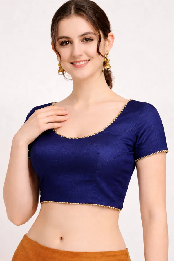 Blue_Cotton_Silk_Premium_Saree_Blouse_For_Women