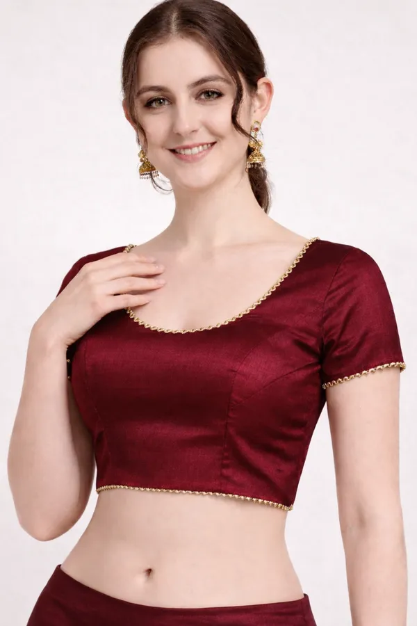 Maroon_Cotton_Silk_Premium_Saree_Blouse_For_Women