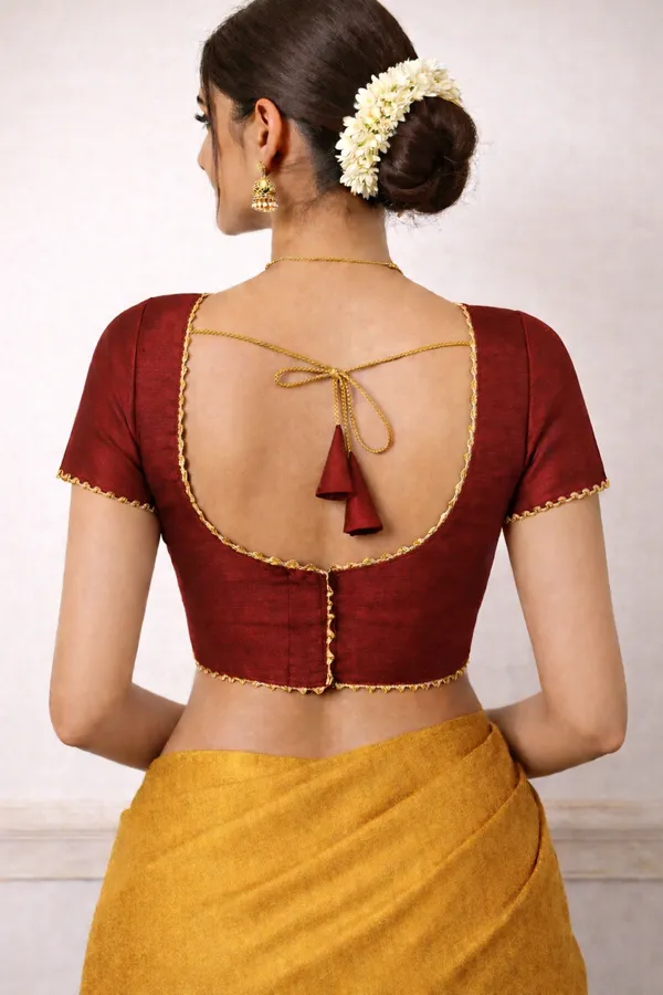 Maroon_Cotton_Silk_Premium_Saree_Blouse_For_Women