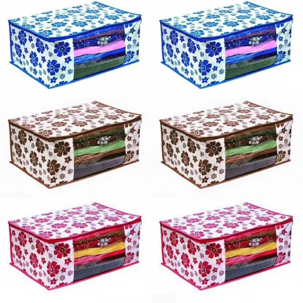 Pack_Of_6__Pink_Non_Woven_Fabric_Saree_Cover/_Clothes_Organiser_For_Wardrobe