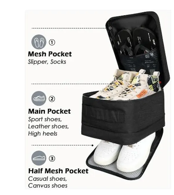Black_Travel_Shoe_Bag_Waterproof_Footwear_Organizer_Pouch_For_Sandals,_Slippers_&_Shoes_Storage_Packing_Accessory_For_Luggage_&_Suitcases_For_Men_And_Women