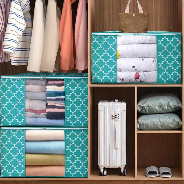 Pack_Of_3_Green_Premium_Large_Blanket_Clothes_Organization_And_Storage_Containers_For_Bedding,_Comforters,_Foldable_Organizer_With_Reinforced_Handle,_Clear_Window,_Sturdy_Zippers