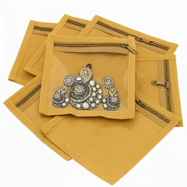 Pack_Of_24_Beige_Multipurpose_Zip_Lock_Pouch_For_Jewellery,_Makeup,_Travel,Stationery_And_Storage_Zipper_Organizer_Bags_Cosmetics_&_Accessories_For_Women