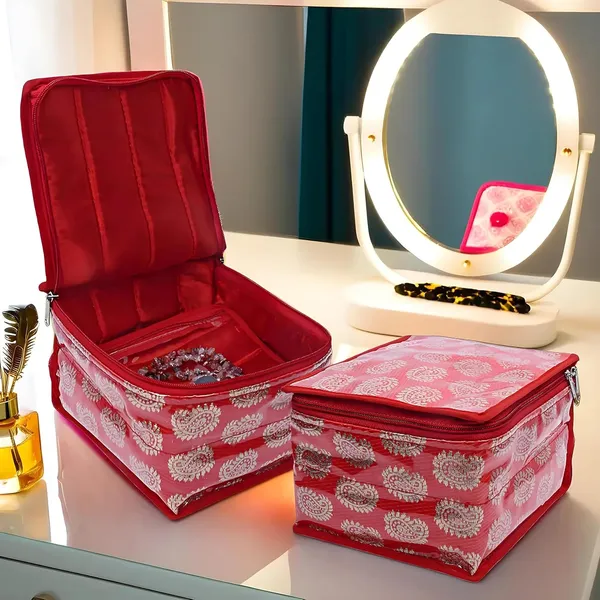 Red_Premium_Jewellery_Kit_With_10_Pouch_Solid_Print_With_Waterproof_Outer_Material_10_Pouches_&_Zipper_Closure_Size_19_X_18_X_13_Cm