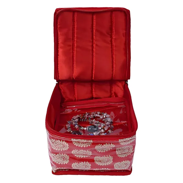 Red_Premium_Jewellery_Kit_With_10_Pouch_Solid_Print_With_Waterproof_Outer_Material_10_Pouches_&_Zipper_Closure_Size_19_X_18_X_13_Cm