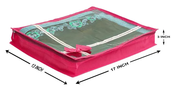 Pack_Of_6_Multicolour_Non_Woven_View_Flower_Design_Attractive_Bow_Saree_Cover_Bag_With_Stainless_Steel_Zip_Lock,_Cloth_Cover,_Wardrobe_Organizer