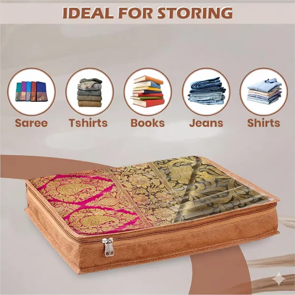 Pack_Of_6_Beige_Non-Woven_Storage_With_Zip/Multi-Purpose_Lehenga_Storage_Bag/Clothes_Covers_And_Saree_Covers