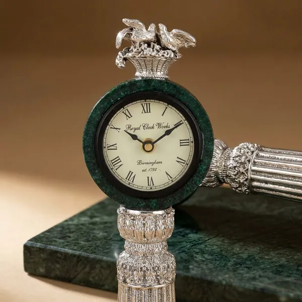 Silver_Royal_Clock_Works_Decorative_With_Dragon_Table_Clock