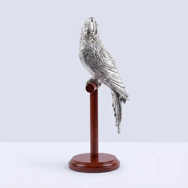 Silver_Toned_Parrot_With_Wooden_Base_Decorative_Figurine