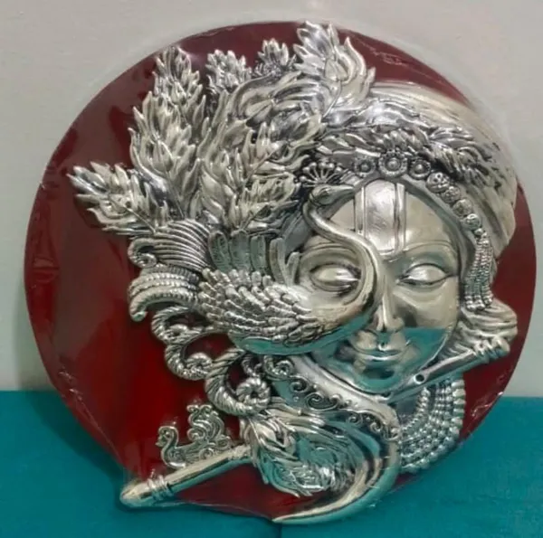 Silver_Contemporary_Krishna_Circular_3D_Edition_Wall_Art