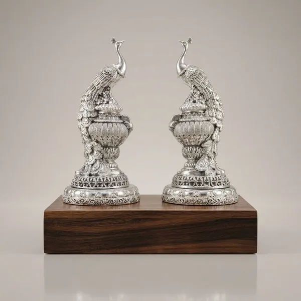 Silver_Royal_Splendor_Twin_Premium_Peacock_On_Wooden_Base_Figurine_Set