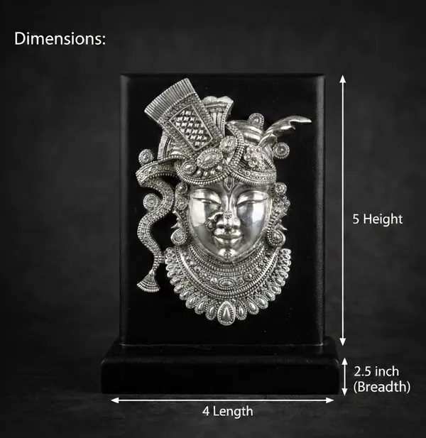 Silver_Exquisite_Pure_Shreenathji_On_Stand_Premium_Tabletop_Idol_For_Decor
