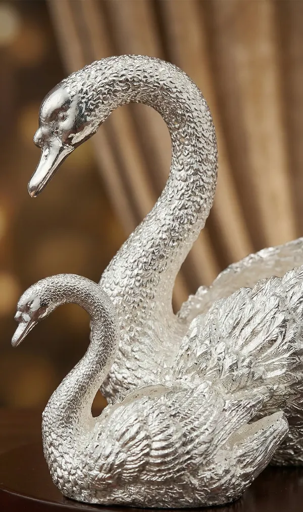 Silver_Handcrafted_Artisan_Swan_Duo_Mother_And_Child_Edition_Figurine_Set