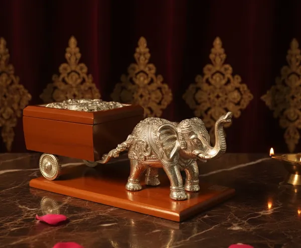 Silver_Pure_Luxury_Elephant_Cart_(Gadi)_For_Dry_Fruits_And_Sweets