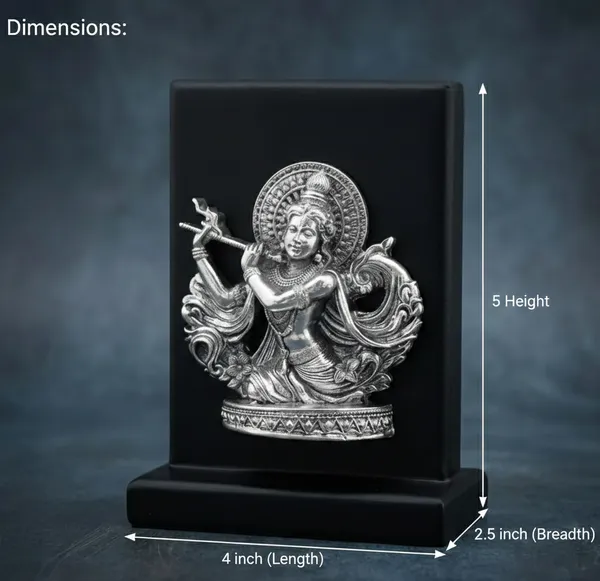 Silver_Pure_Murali_Krishna_Halo_Design_Wooden_Stand_Idol