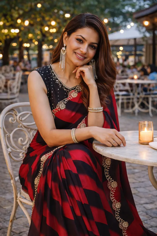 Red_And_Black_Satin_Chiffon_Saree_With_Stone_Work_For_Women