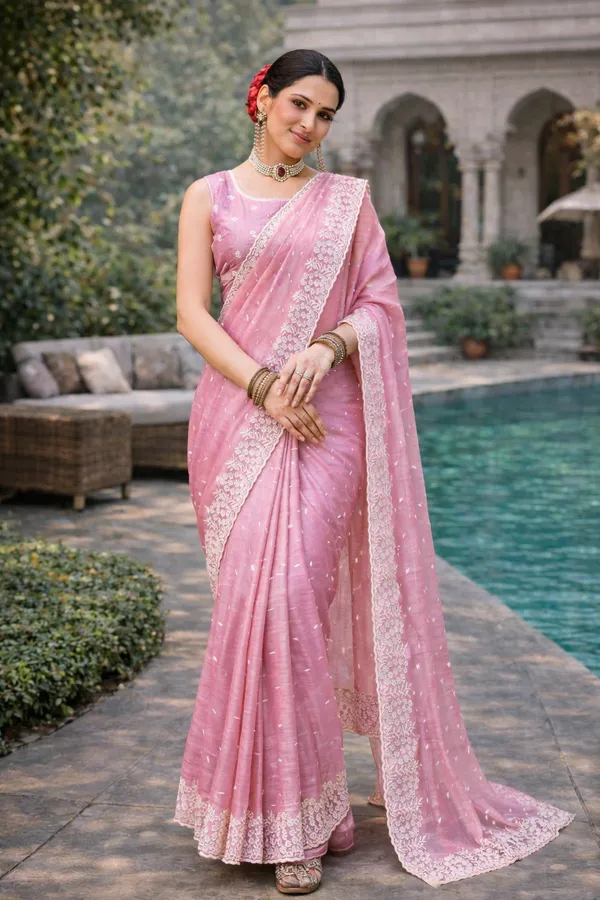Light_Pink_Silk_Embroidered_Crush_Saree_With_Blouse_Piece_For_Women