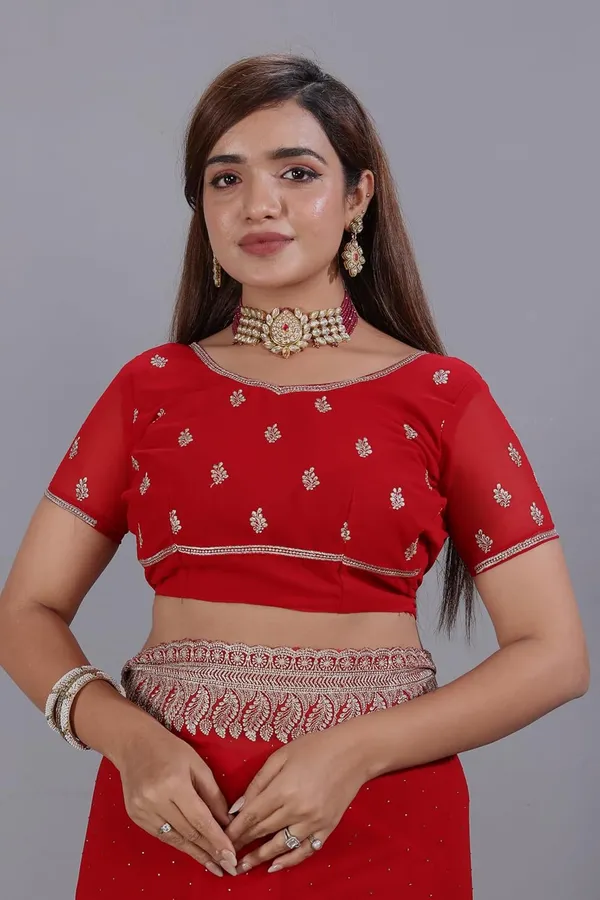 Red_Georgette_Zari_Embroidery_Saree_For_Women