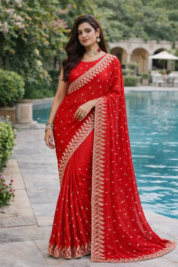 Red_Embroidered_Satin_Chiffon_Saree_For_Women