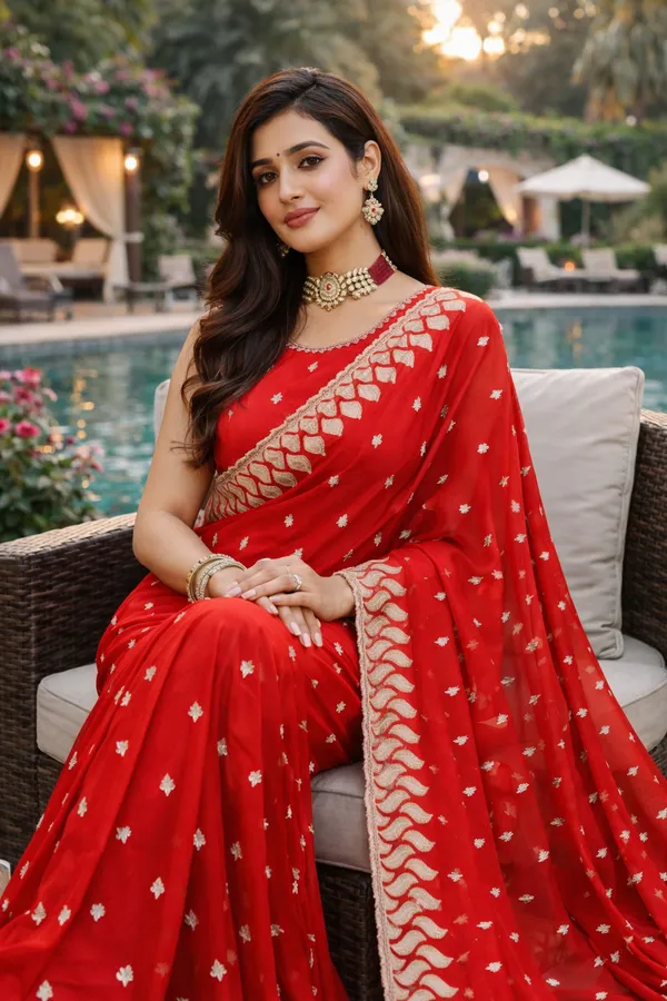 Red_Embroidered_Satin_Chiffon_Saree_For_Women