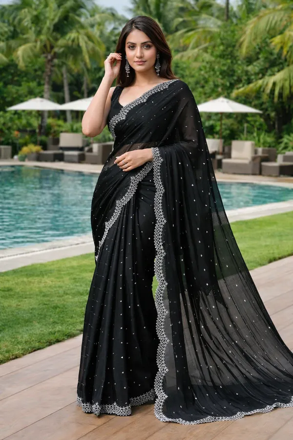 Black_Sequin_Saree_With_Unstitched_Blouse_Piece_For_Women