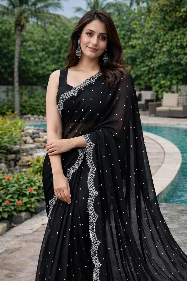 Black_Sequin_Saree_With_Unstitched_Blouse_Piece_For_Women