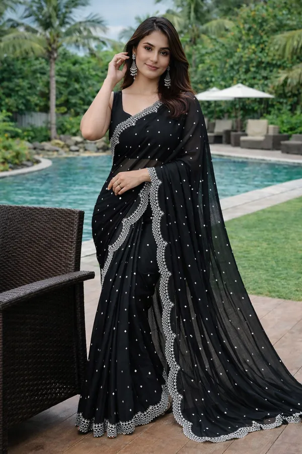 Black_Sequin_Saree_With_Unstitched_Blouse_Piece_For_Women